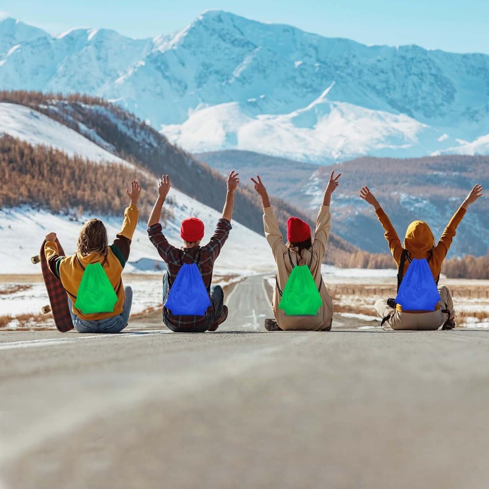 PLULON 2Pcs Drawstring Bags Bulk Backpack Green Blue +