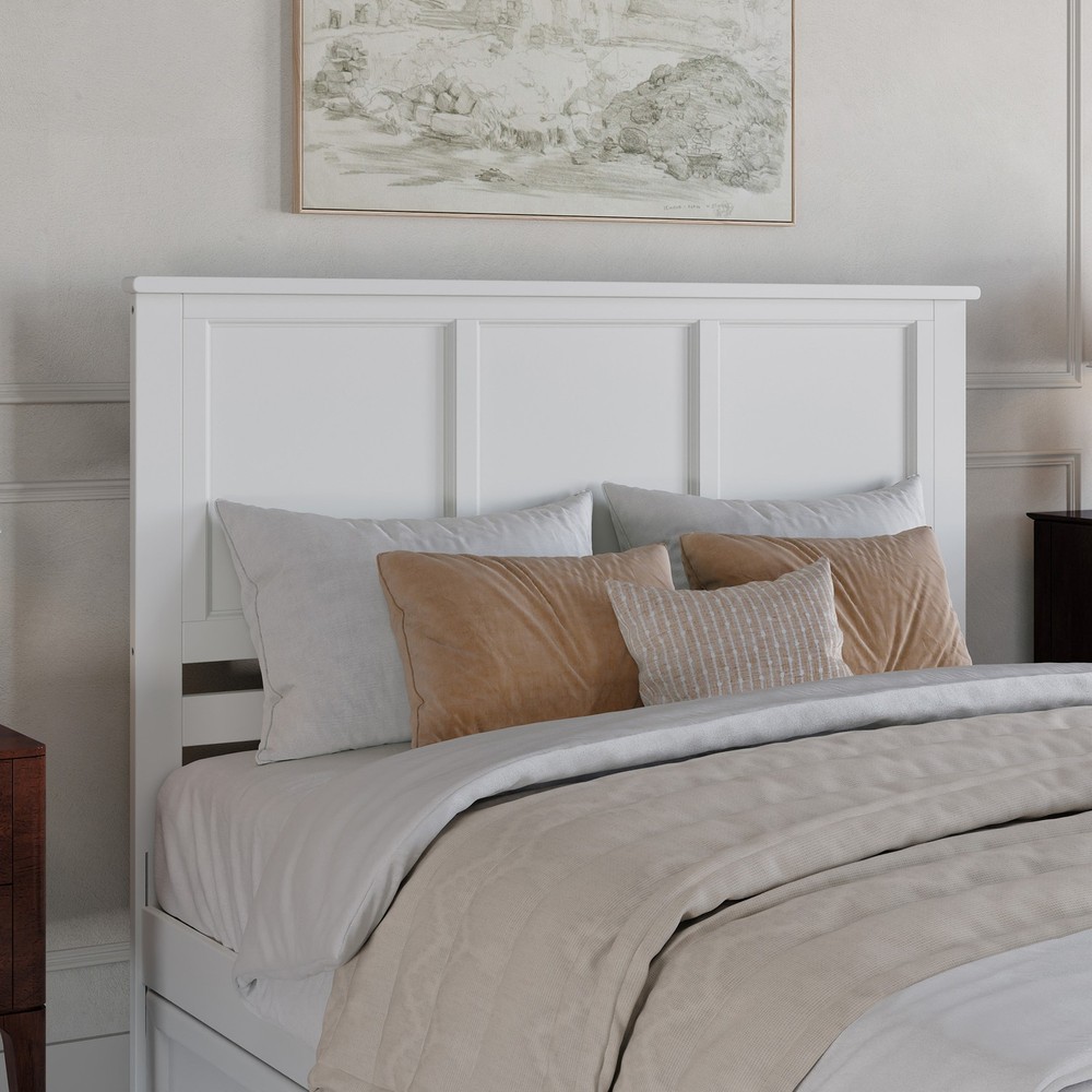 Madison Queen Solid Wood Panel Headboard in White