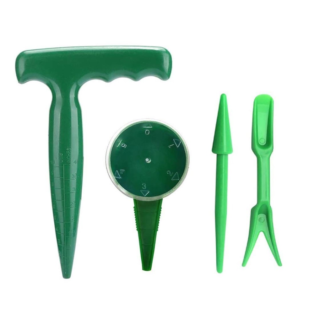 4 Pack Adjustable Seed Dispenser & Dibber Set, Garden Tools for Planting & Seedl