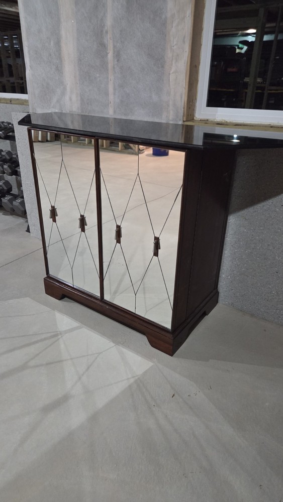 Solid Wood Wine Bar Cabinet with Quartz Top