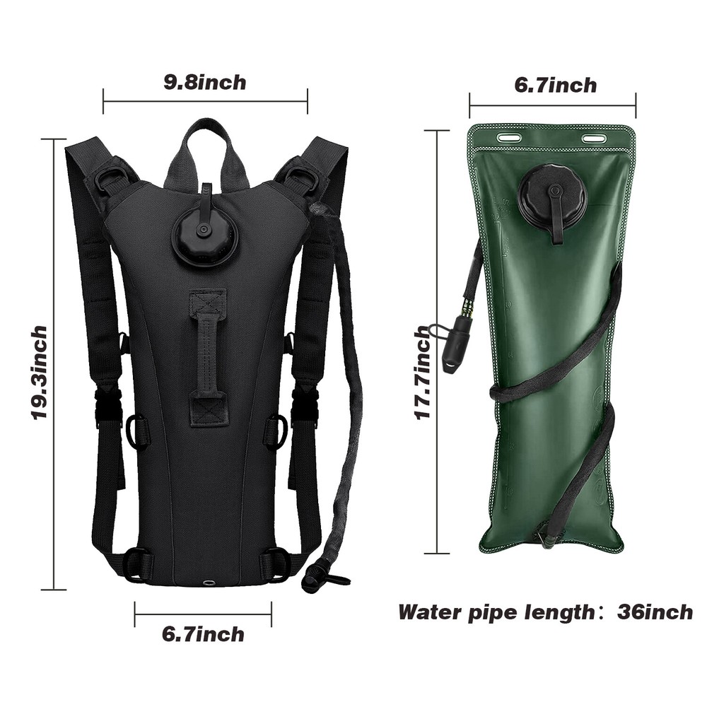 3L Hydration Pack with Water Bladder, Backpack for Hands-Free Drinking & Hiking