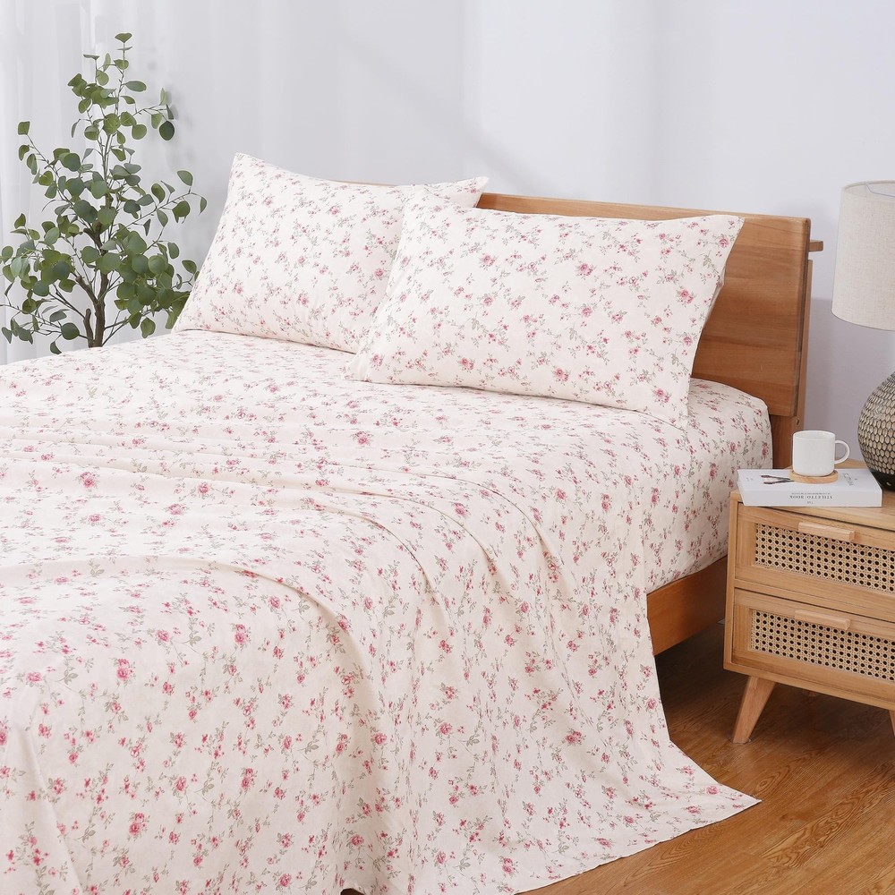 4-Piece Ultra Soft Microfiber Bed Sheets Set, Free Sheets with Deep Pockets F...