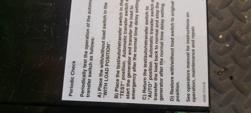 Onan transfer switch 0098-7274 b, 300-3092, program transition digital display
