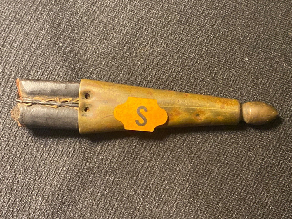Antique Leather Thin Sword Incomplete Scabbard with Brass Chape