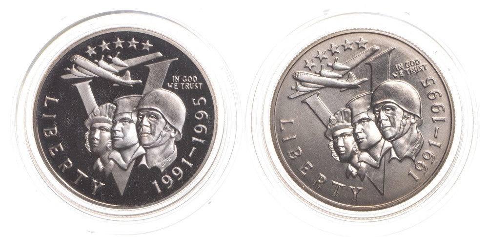 1991-1995 World War 2 US Commemorative Half Dollar Set - Proof & Unc