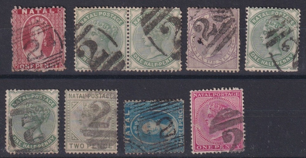 NATAL: (19255) QV PERIOD “2” NUMERAL POSTMARKS/CANCELS