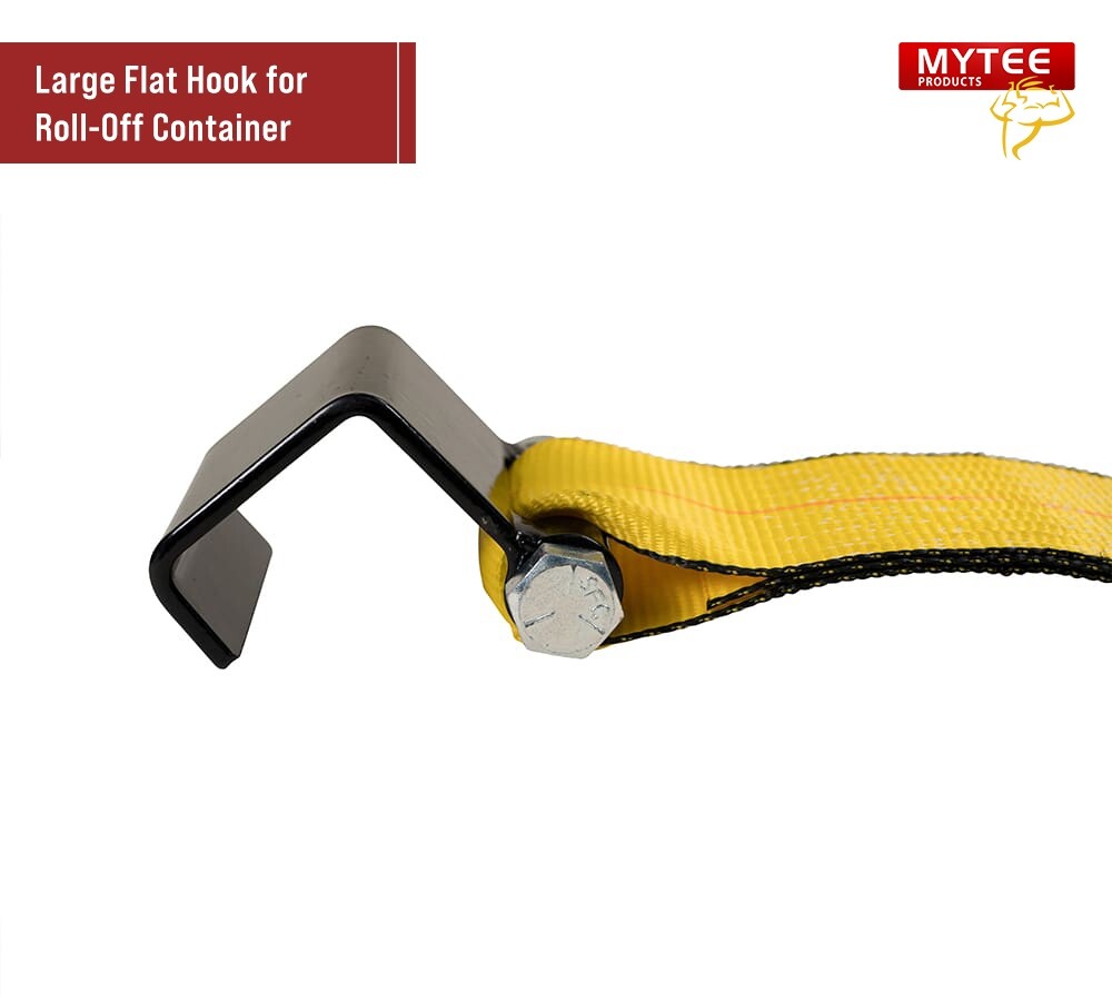 2 Pack 4"x5' Roll Off Container Winch Strap with Flat Hook 5400 # WLL Bolt-On