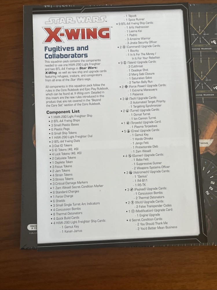 Star Wars X-Wing Fugitives and Collaborators Squadron Pack - New, Sealed