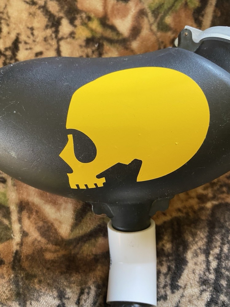 Paintball mask, gun,