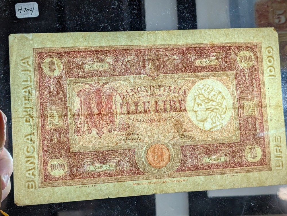 1943 Italy 1000 Lire Banknote