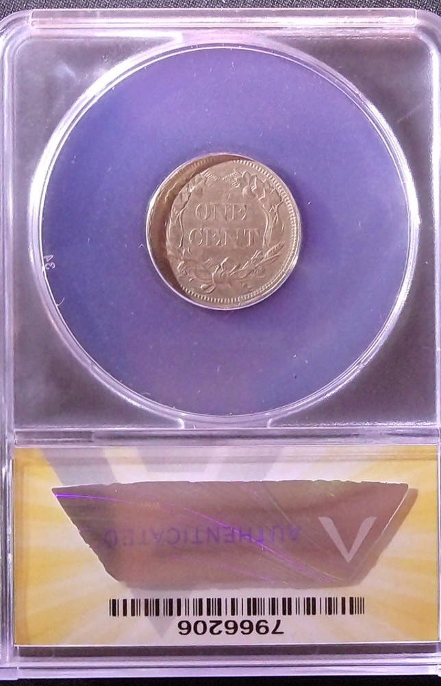 1858 FLYING EAGLE CENT !C, ANACS AU58 DETAILS