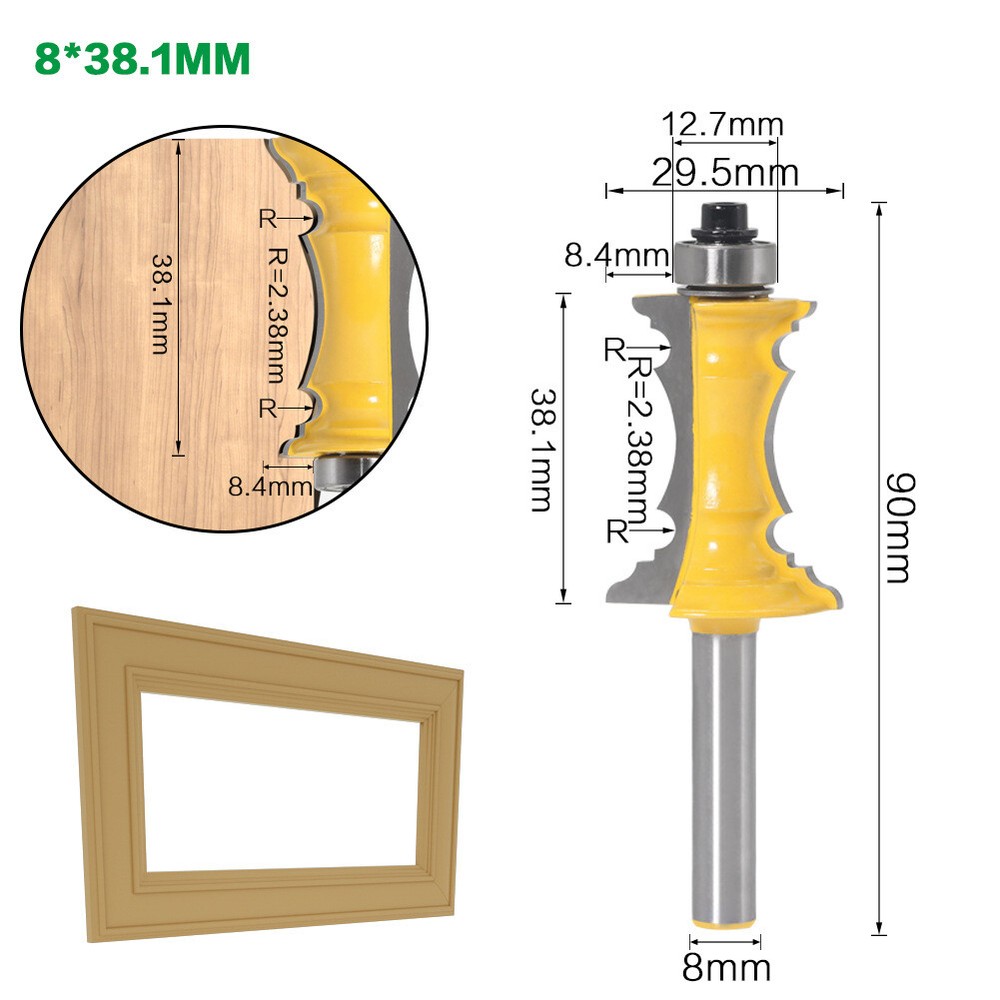 2Pcs 8mm Shank Miter Frame Molding Router Bit