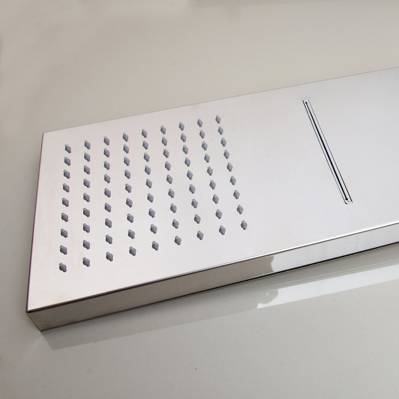 Bathroom 2 Functions Rectangle Rainfall Waterfall Shower Head Mixer Valve Tap