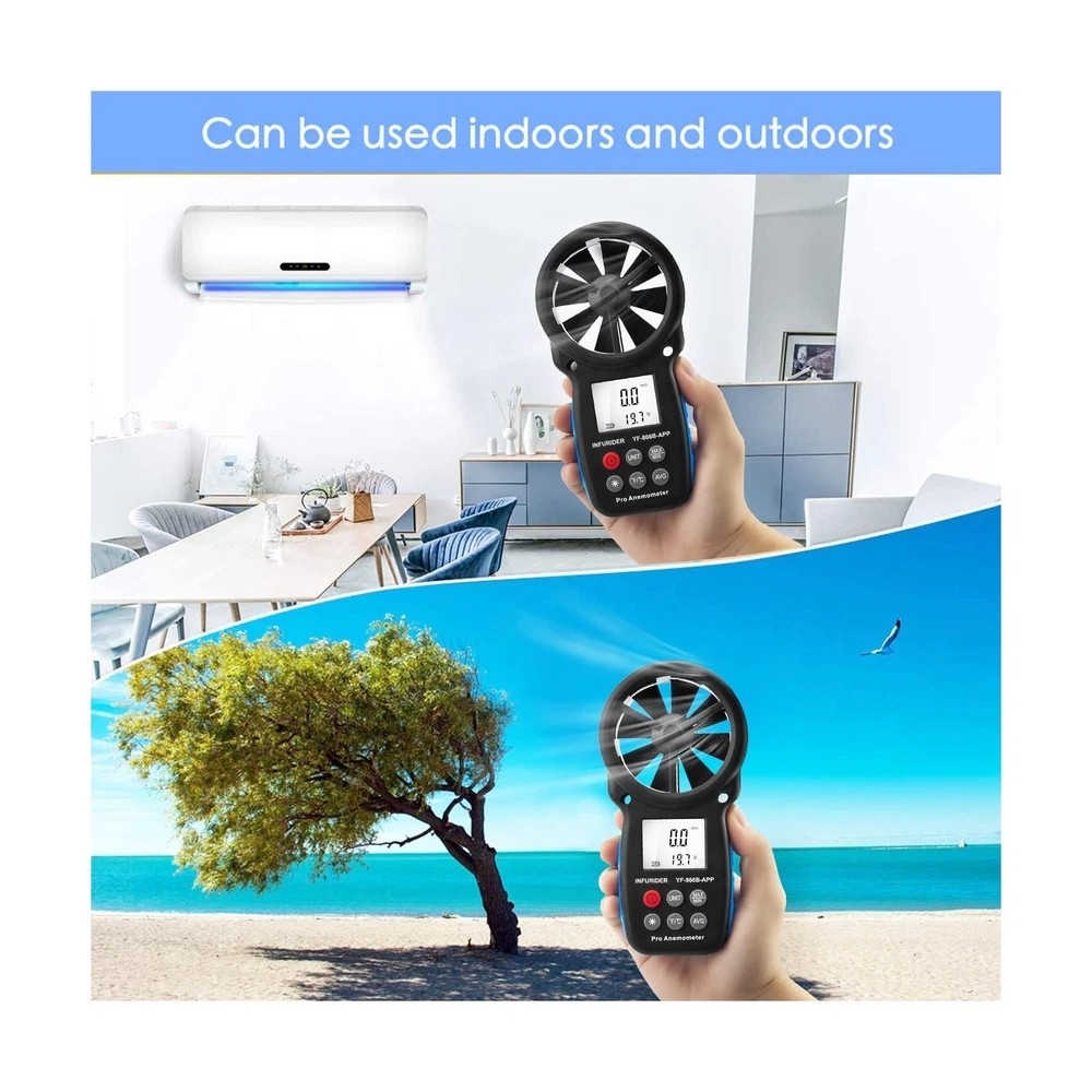 Digital Wireless Anemometer with APP via Bluetooth, Handheld Wind Speed Meter...