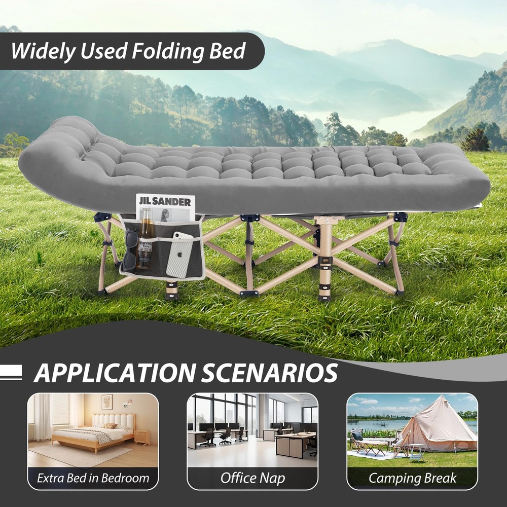 Portable Folding Camping Cot with Comfortable Mattress, 600LBS Capacity