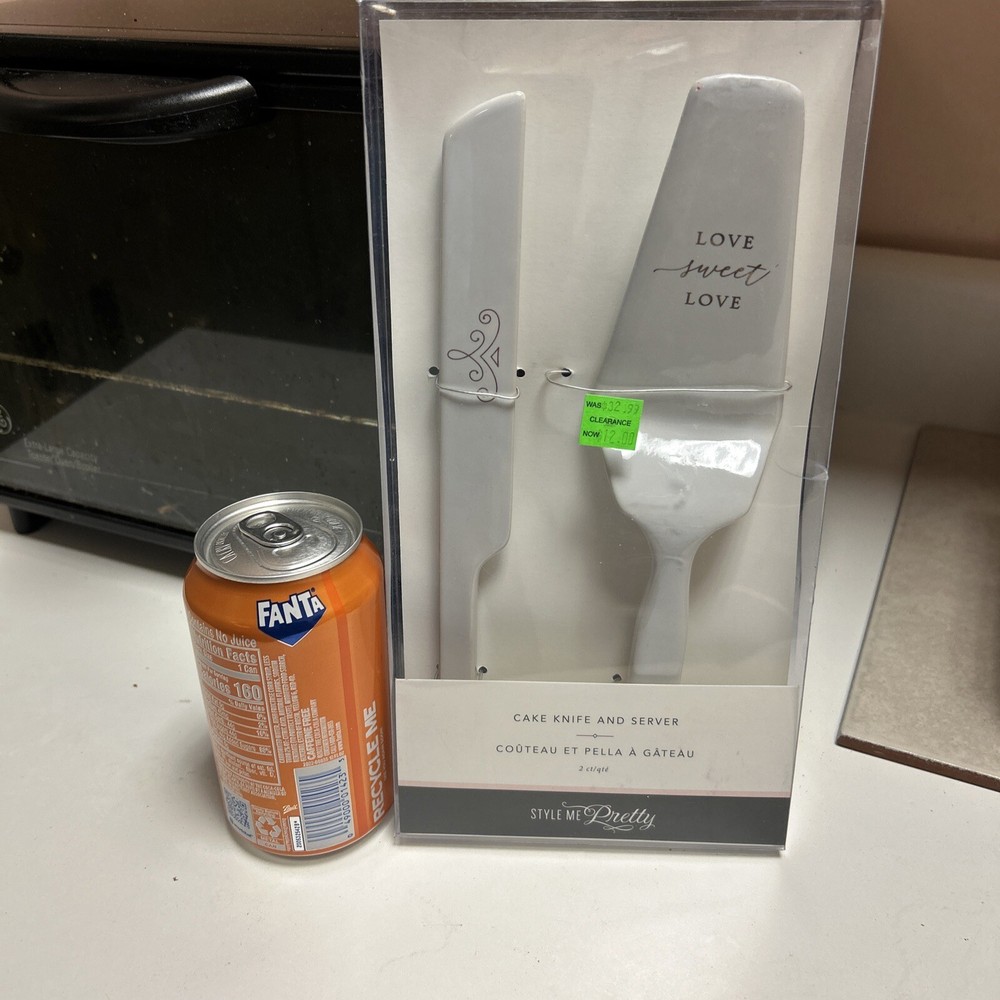 Style Me Pretty Cake Knife And Server Set White Gold