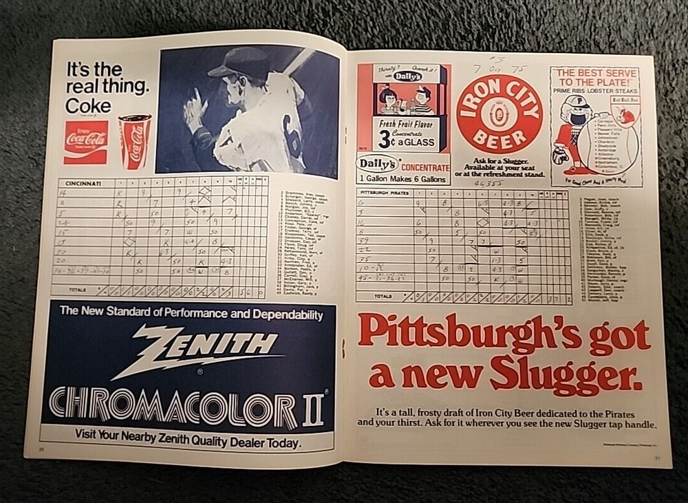 ⚾ 1975 NLCS PIRATES VS REDS Program & Ticket Stubs (2) Game 3 Score Kept RARE