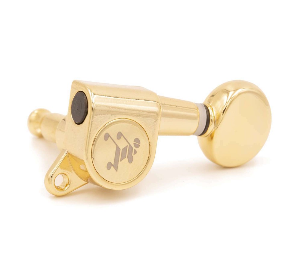 Genuine Tone Ninja Tuners, 6 Inline Staggered, Butterbean Button, Gold