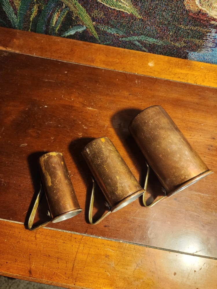 3 Vintage Copper Measuring Cups