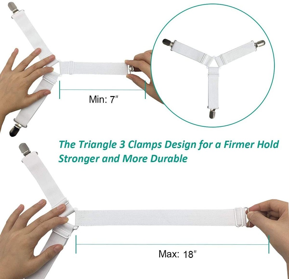 Bed Sheet Holder Straps Adjustable Fasteners Sheet Grips White