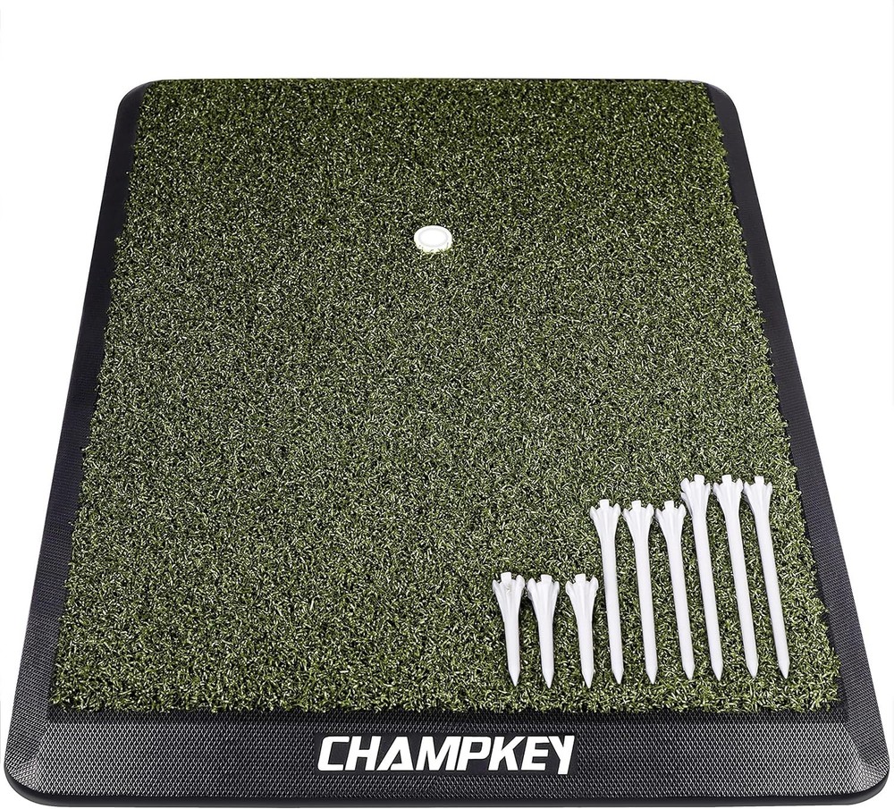 Pro Version 13" x 17" Golf Hitting Mat | Includes Rubber Tee & 9 Plastic Tees