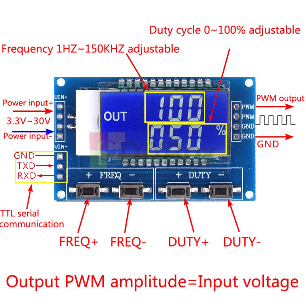 Signal Generator Adjustable Module PWM Pulse Frequency Duty Cycle Square Wave