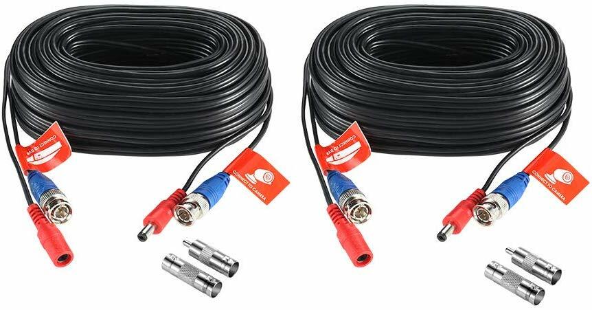 ZOSI Security Camera Cable 60FT DC Power BNC RCA Connector Surveillance wire