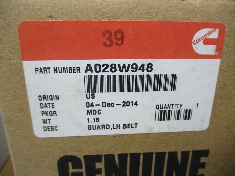 Genuine Cummins a028w948 LEFTHAND BELT GUARD