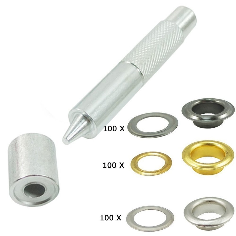200 Sets - Grommet Eyelets 8mm 5/16" Inside Diameter 600# with Setting Tool C