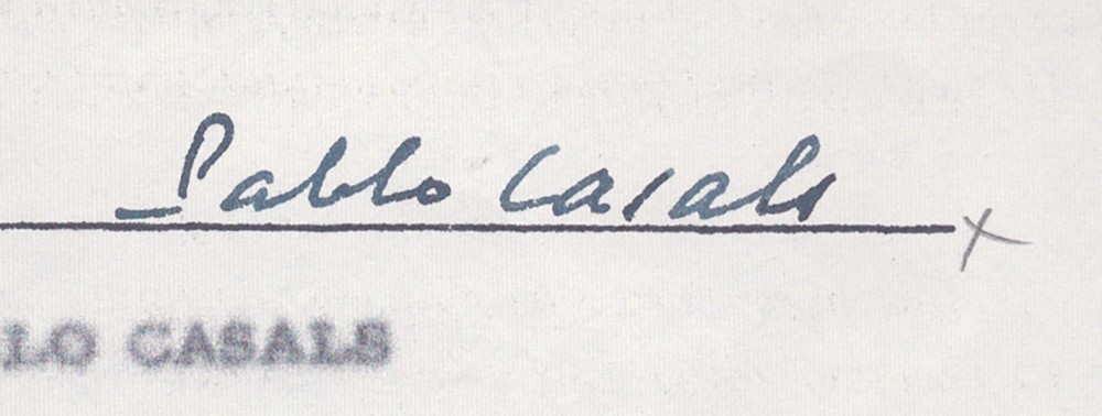 PABLO CASALS - CONTRACT MULTI-SIGNED 04/01/1957