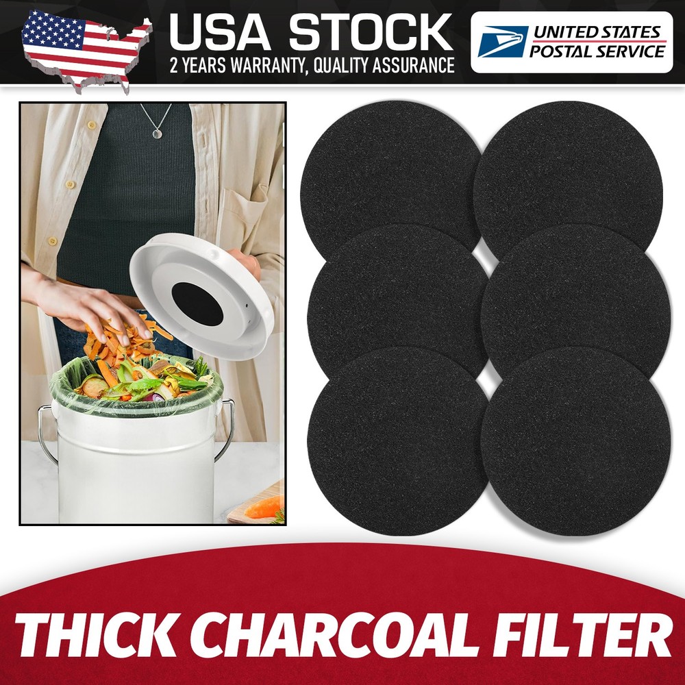 6.7" Round Charcoal Filter Extra Thick 0.4" For Bathroom trash bin Replace NEW