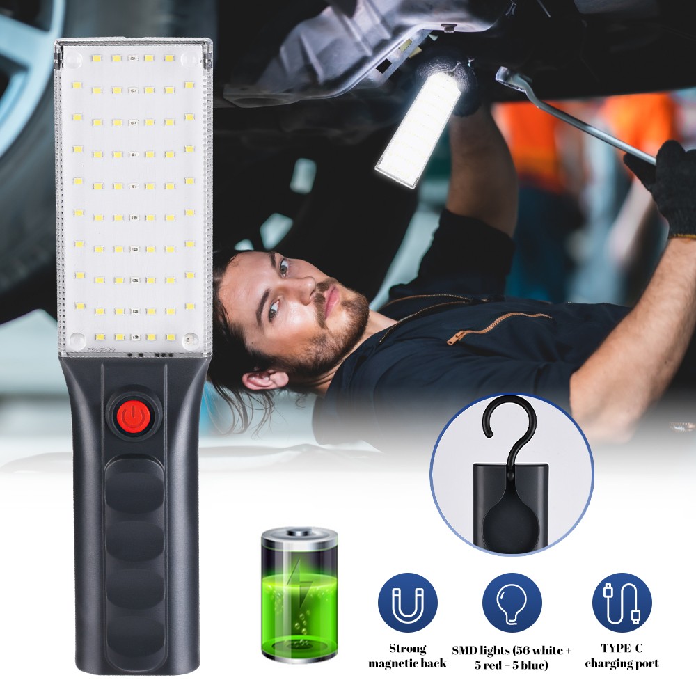 Magnetic Flashlight LED Type-C Rechargeable Work Light Flash Light With Hook