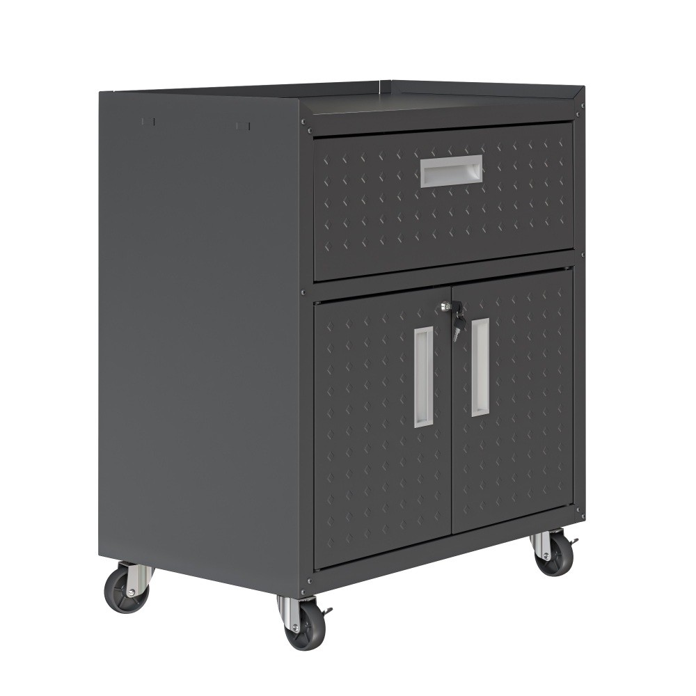 Rolling Garage Cabinet,Lockable Tool Chest with Doors & Drawer,Adjustable Shelf