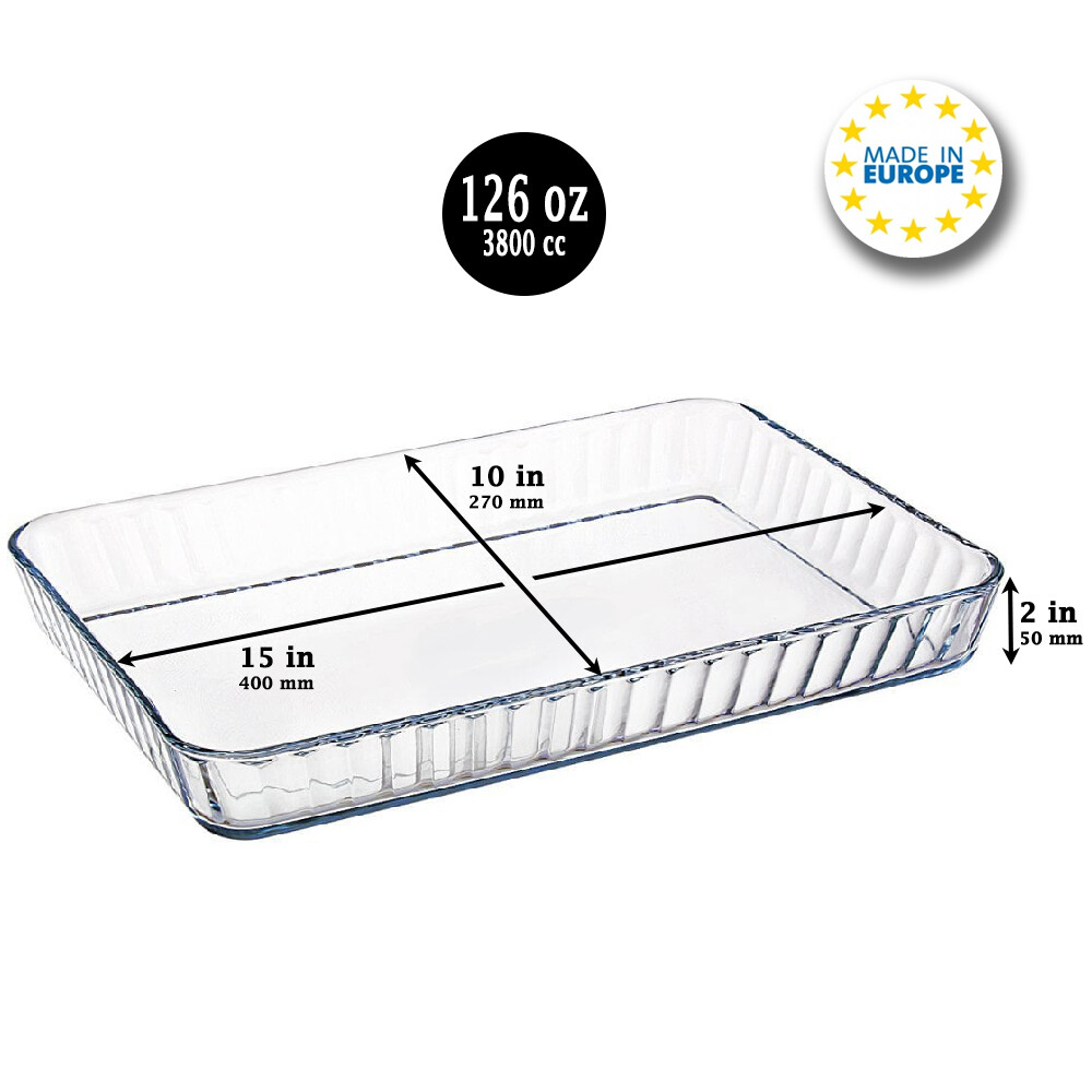 Glass Baking Dish for Oven, Rectangular Glass Casserole Dish, Bakeware, 126 Oz
