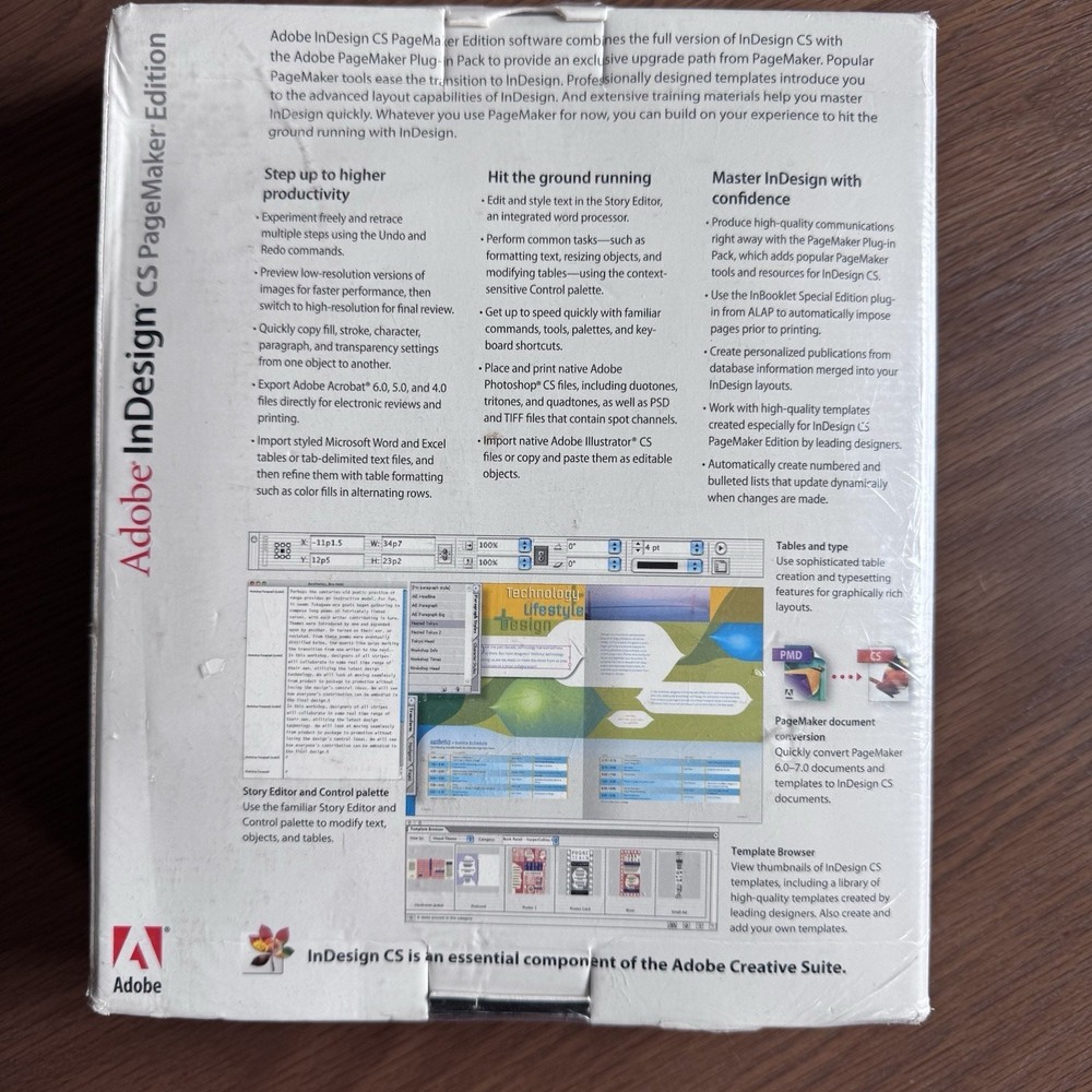 Adobe InDesign CS PageMaker Ed. Software Mac Computer NEW Macintosh In Design