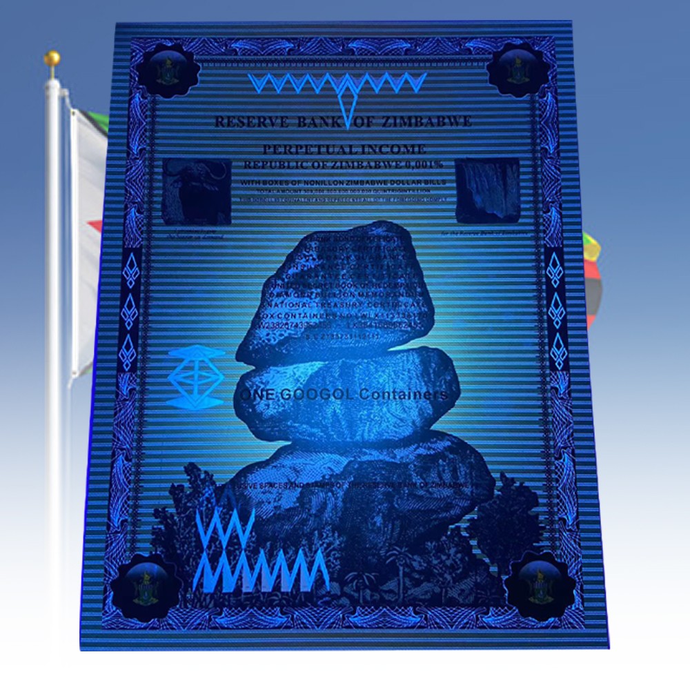 One Googol Containers Zimbabwe Paper Certificate UV Commemorative Banknote