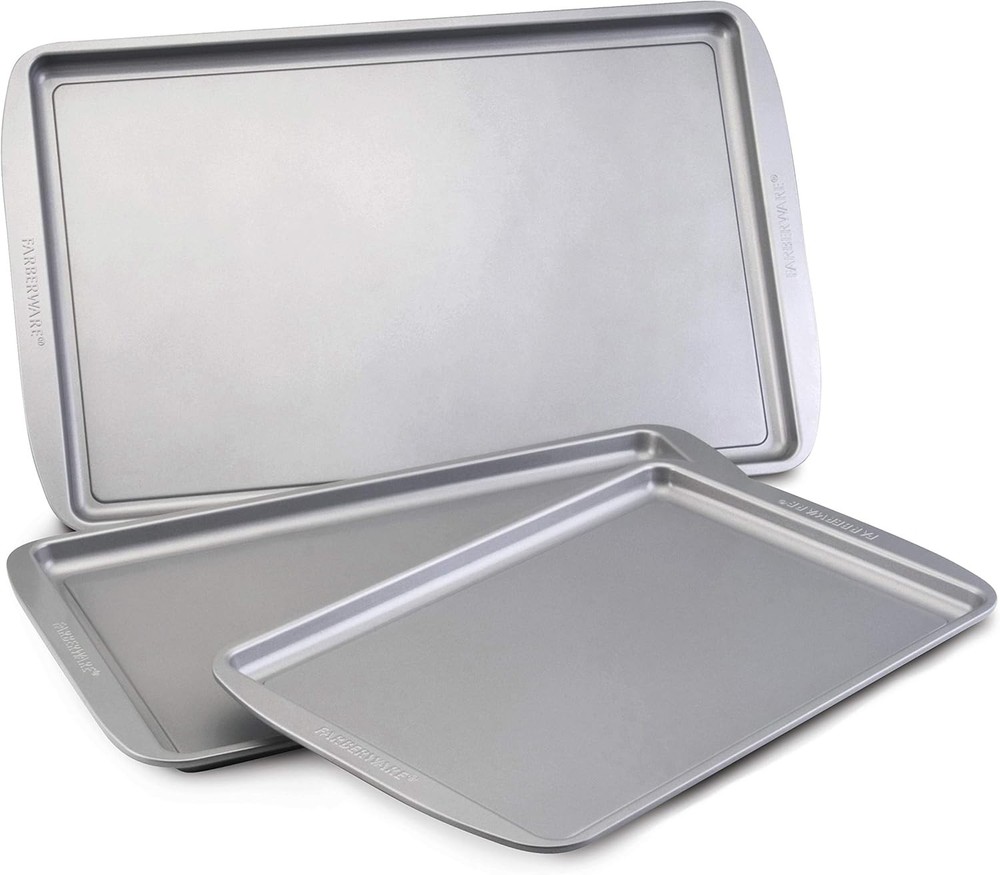 Nonstick Bakeware 3-Piece Cookie Pan Set Gray