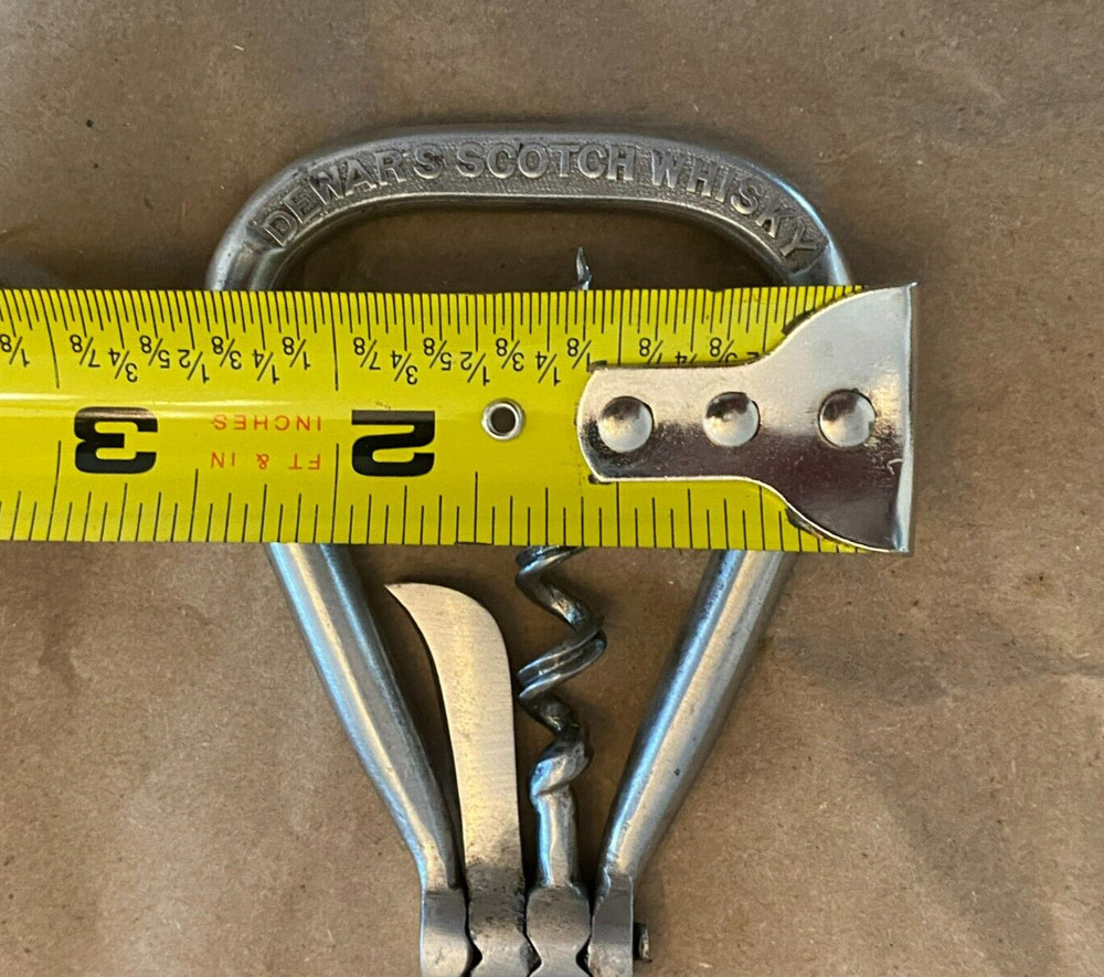 Antique Dewars Scotch Whisky Multi Tool Advertising Folding Bow Corkscrew/Cutter