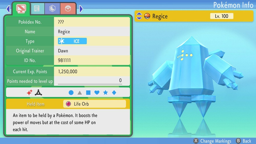 Shiny Regice 6IVs Pokemon BDSP