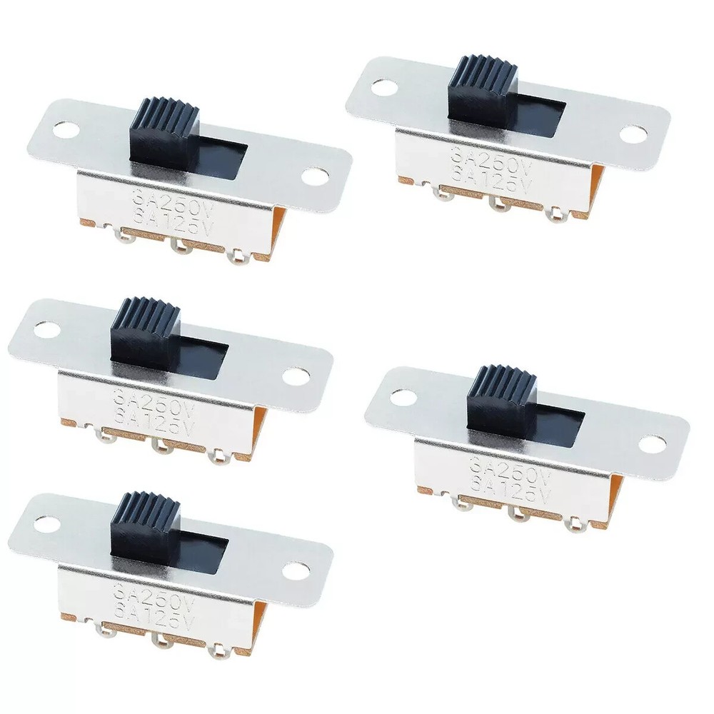 5pcs On Off 2 Position SPDT PCB Panel Slide Switch 6A/125V 3A/250V AC