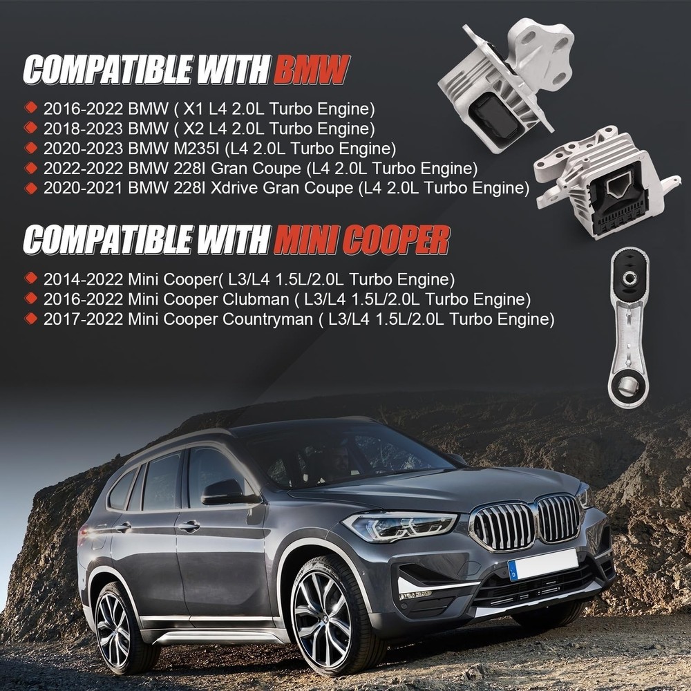 Engine Mount & Transmission Motor Kit 2014-2022 Mini Cooper,