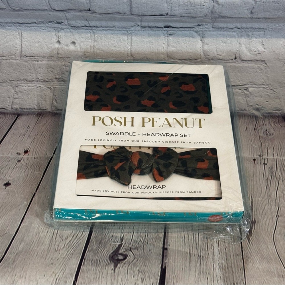 Posh Peanut Leopard Pattern Bamboo Swaddle and Bow