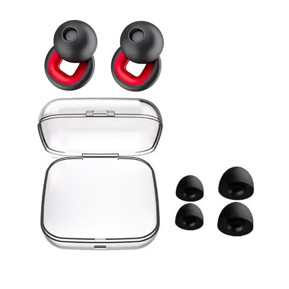 Sleeping & Motorcycle Use 24dB Noise Cancelling Ear Plugs Reusable Black Red