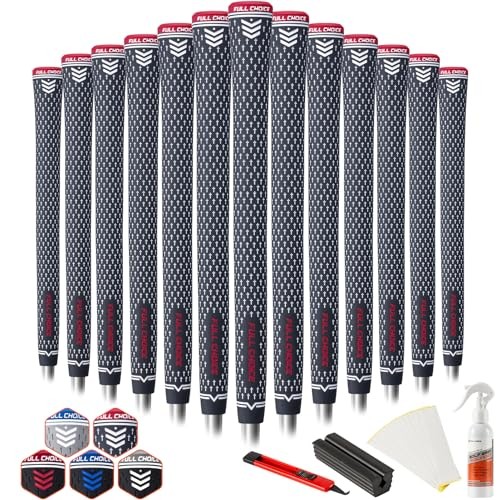 13 Pack Golf Grips, Durable Oversize Blue＆White Red(13 Grips＆Solvent Kit)