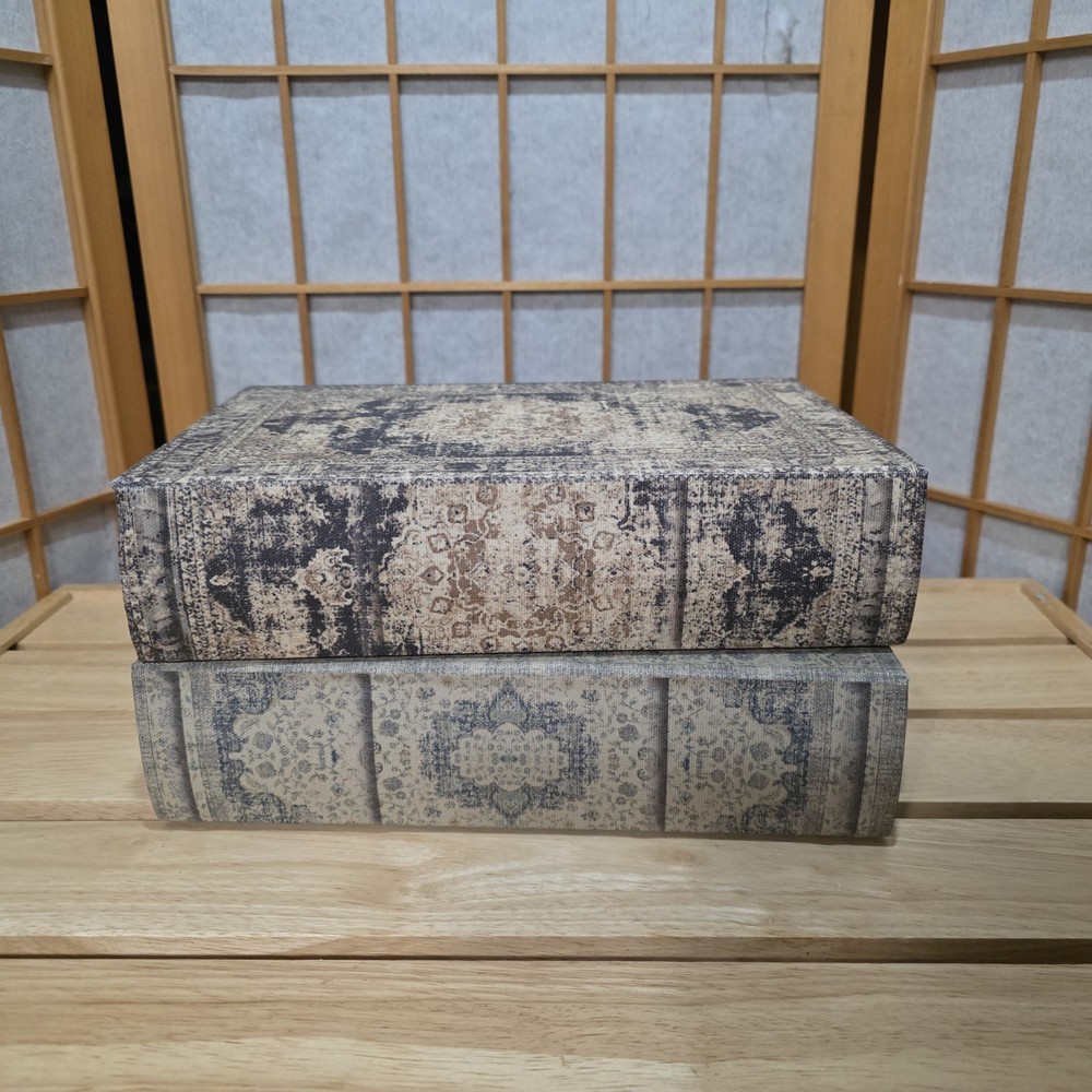 Faux Book Box Set Secret Storage Stash Keepsake Boxes Persian Pattern Distressed