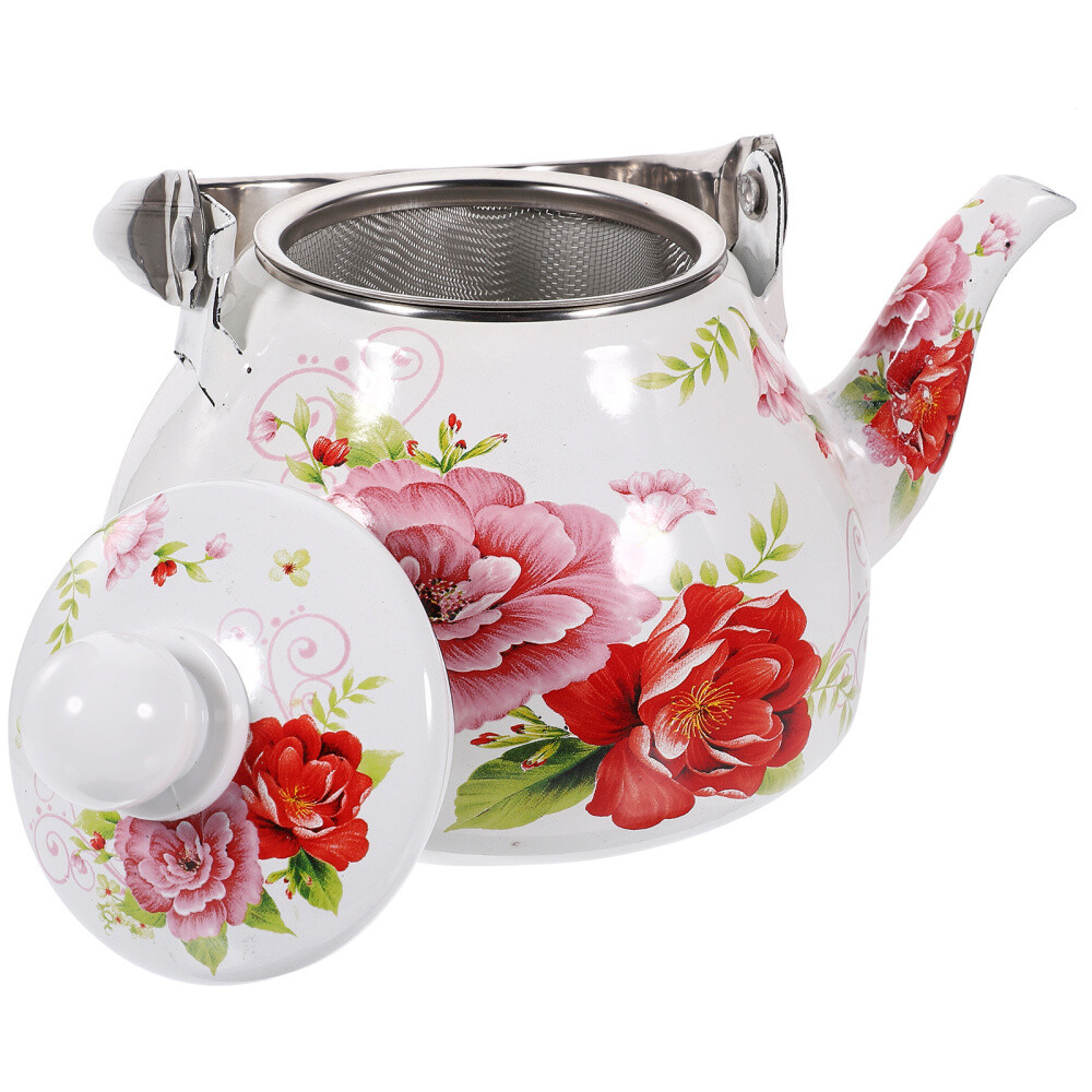 Enamel Kettle Floral Pattern Tea Kettle Stovetop Decorative Teapot Tea Kettle