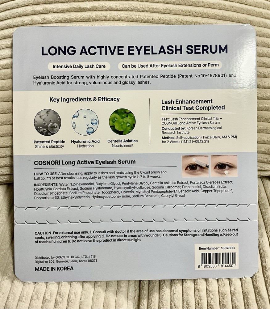 COSNORI Long Active Eyelash Serum, 0.31 fl oz, 2-pack