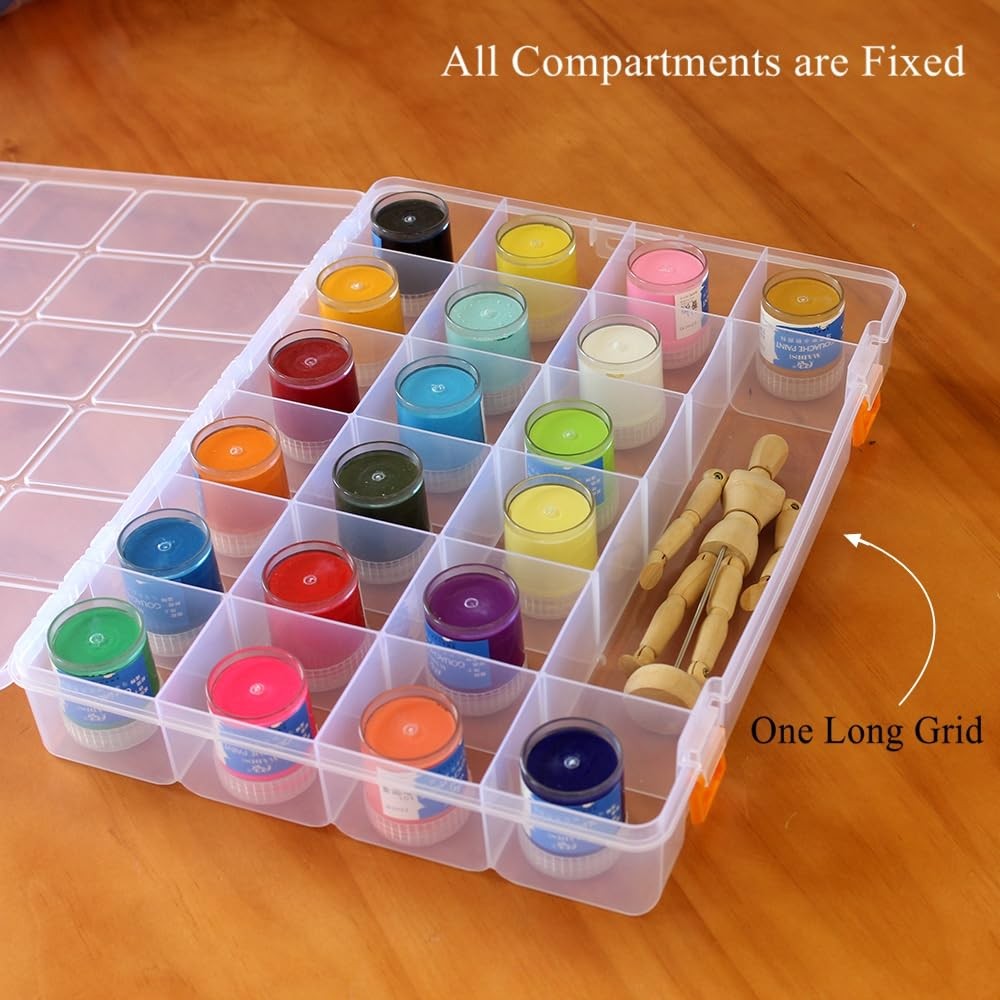 3 Pack Mixed Size Clear Plastic Storage Box Organizer Case with Fixed Compart...