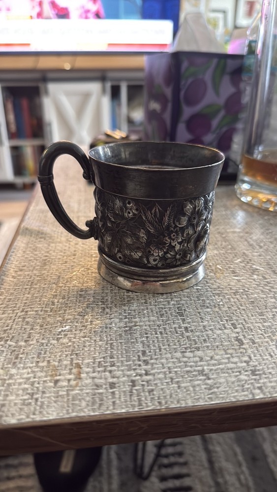 Antique Repoussé Floral Silver Plated Cup