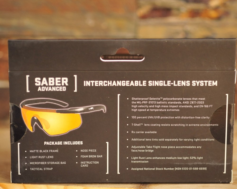 Wiley X Saber Advanced 301 Light Rust Lens Matte Black Frame